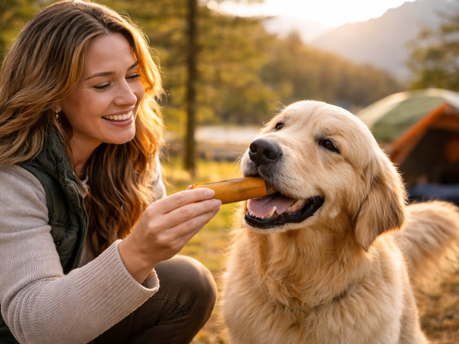 client-happily-giving-yak-chew-to-dog