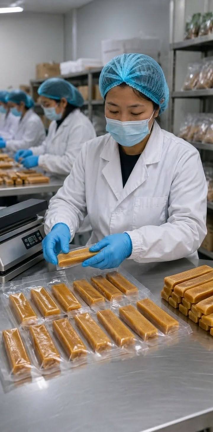 Packaging yak chew at factory