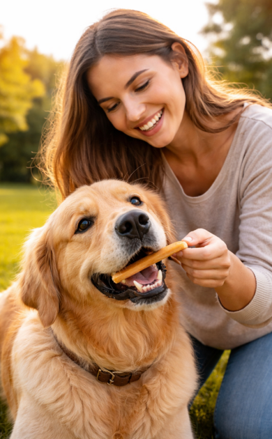 Satisfied client with yak chew