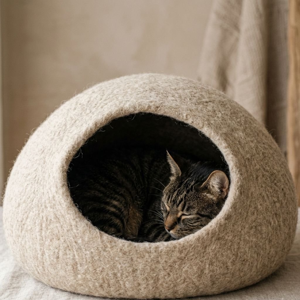 Natural cat cave for cats made from soft pet-friendly materials