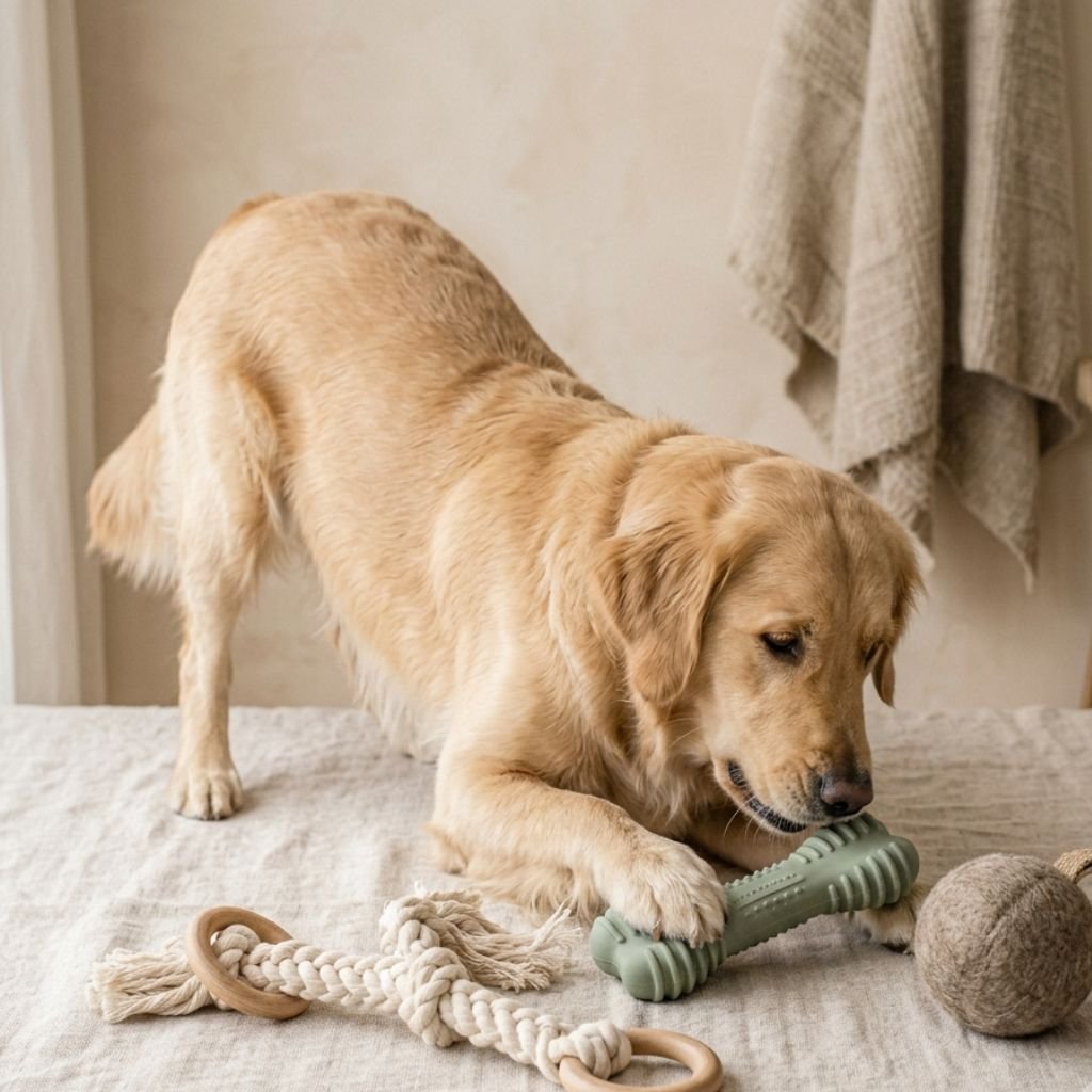 Durable natural dog toys for chewing and interactive play