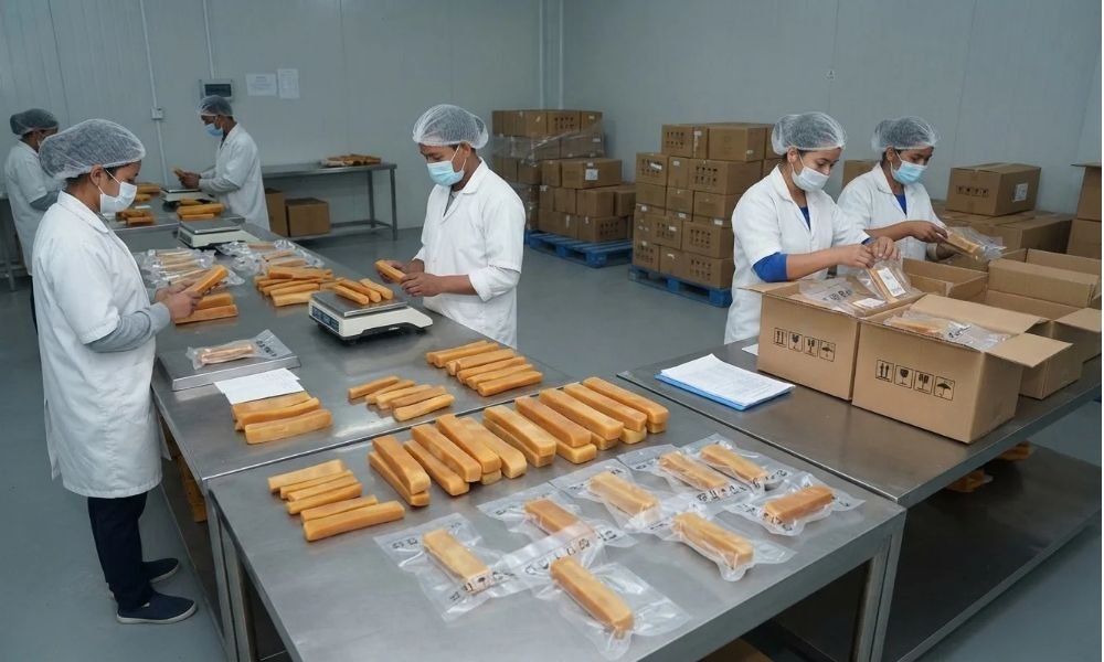 Nepal Himalayan yak chew manufacturer preparing dog chews for export to Taiwan