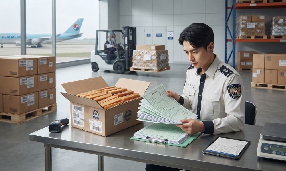 Yak chew shipment undergoing quarantine and customs inspection in South Korea
